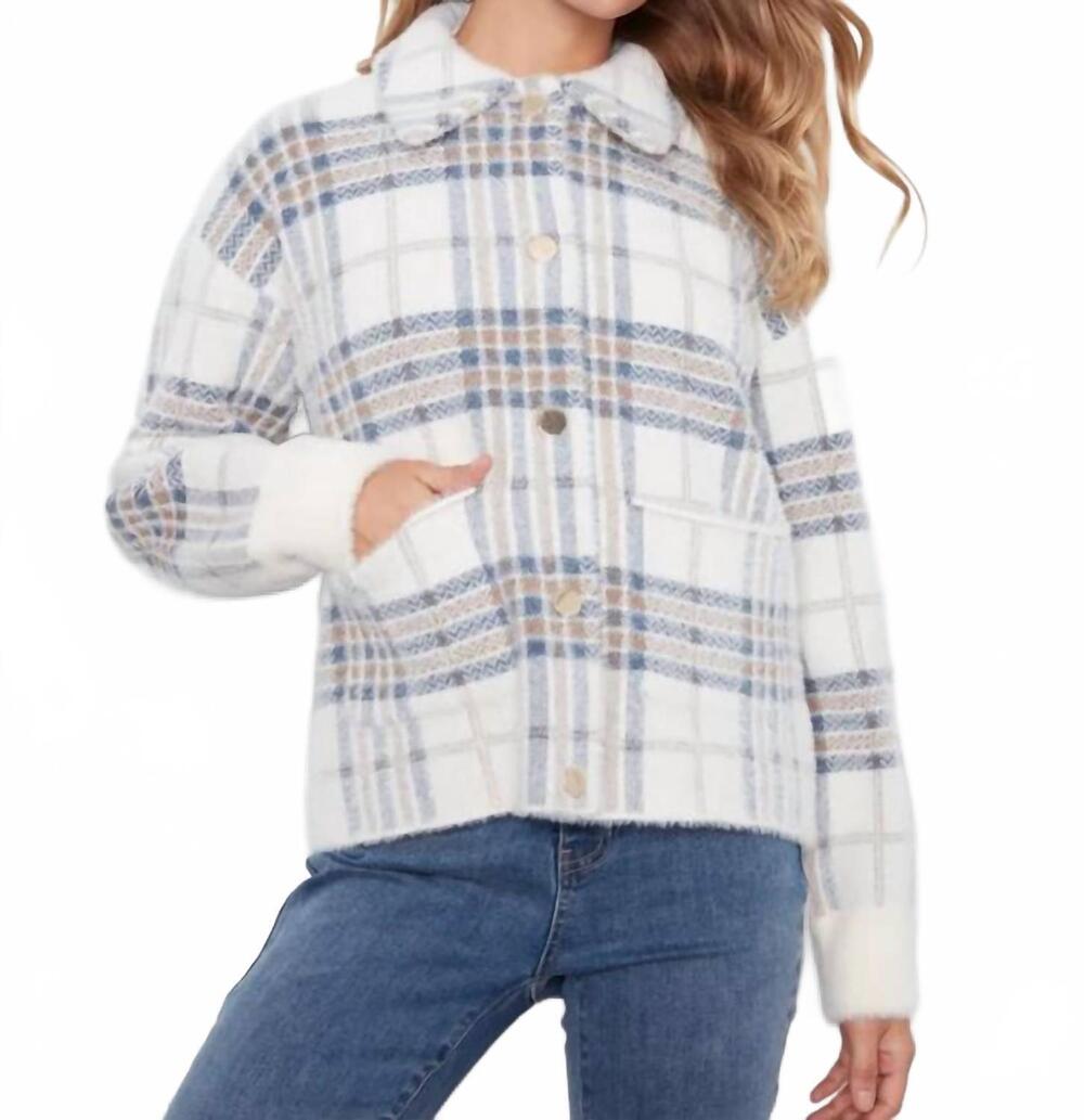 NEW CHARLIE B women's eyelash yarn short jacket in ecru